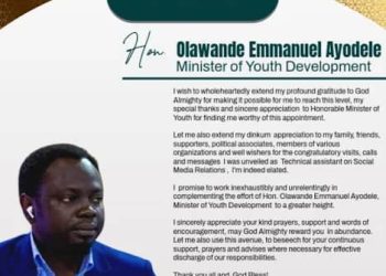 Appointment: Hakeem Ayodele Appreciates Youth Minister, Olawande, Promises total dedication| TheCity